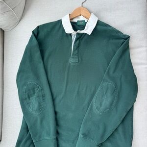 J. Crew Green Rugby-Style Shirt w/White Collar